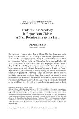 Buddhist Archaeology in Republican China: a New Relationship to the Past