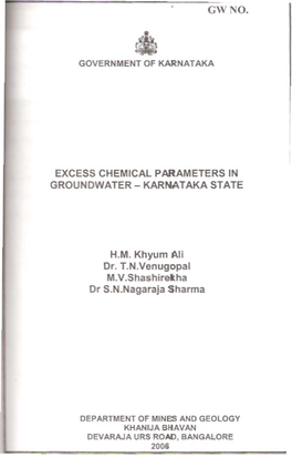 Excess Chemical Parameters in Groundwater - Karnataka State