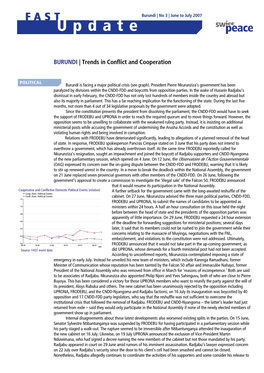 BURUNDI | Trends in Conflict and Cooperation