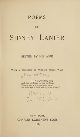 Poems of Sidney Lanier » » », > » J > > - • » ' » J »' !