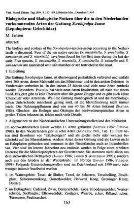 Biologische Und Ökologische Notizen Über Die in Den Niederlanden Vorkommenden Arten Der Gattung Scrobipalpa Janse (Lepidoptera: Gelechiidae) M