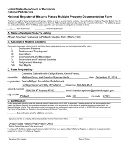 National Register of Historic Places Multiple Property Documentation Form