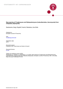 New Species of Troglomyces and Diplopodomyces (Laboulbeniales, Ascomycota) from Millipedes (Diplopoda)