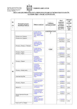 Formularul F3.10 Declaraţie Privind Lista