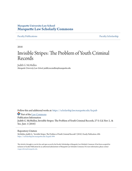 Invisible Stripes: the Problem of Youth Criminal Records