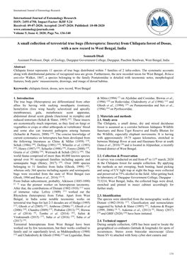 A Small Collection of Terrestrial True Bugs (Heteroptera: Insecta) from Chilapata Forest of Dooas, with a New Record to West Bengal, India