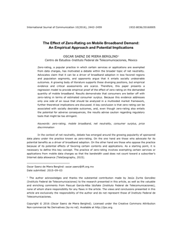 The Effect of Zero-Rating on Mobile Broadband Demand: an Empirical Approach and Potential Implications