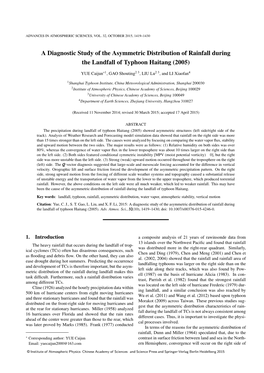 A Diagnostic Study of the Asymmetric Distribution of Rainfall During the Landfall of Typhoon Haitang (2005)