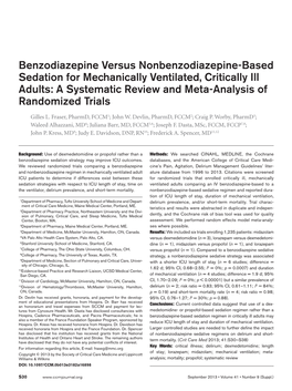 Benzodiazepine Versus Nonbenzodiazepine-Based Sedation for Mechanically Ventilated, Critically Ill Adults: a Systematic Review and Meta-Analysis of Randomized Trials