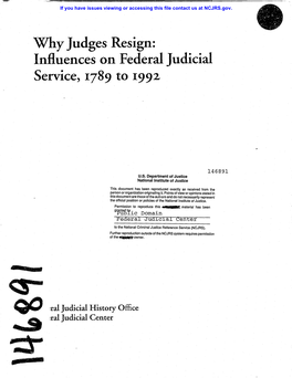 Why Judges Resign: Influences on Federal Judicial Service, 1789 to 1992