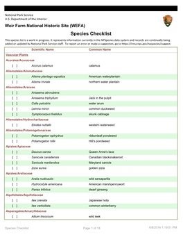 Vascular Plant Checklist