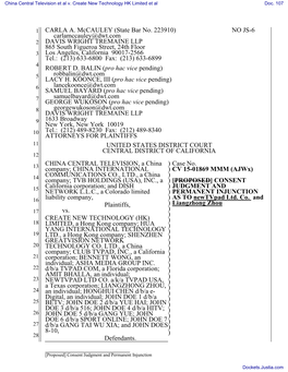 Consent Judgment and Permanent Injunction 106 As