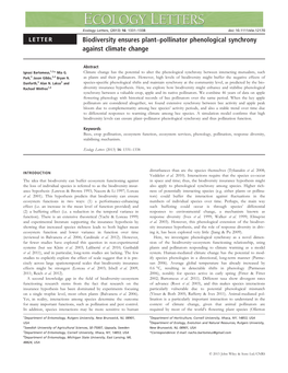 Biodiversity Ensures Plant–Pollinator Phenological Synchrony Against Climate Change