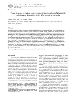 Three Decades of Studies on Chromosomal Polymorphism of Drosophila Willistoni and Description of Fifty Different Rearrangements