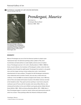 Prendergast, Maurice Also Known As Prendergast, Maurice Brazil American, 1858 - 1924