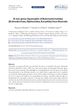 Echinodermata, Ophiuroidea, Euryalida) from Australia