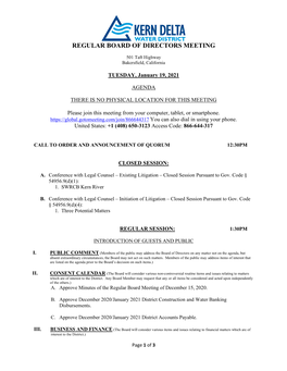 January 19, 2021 Board Agenda