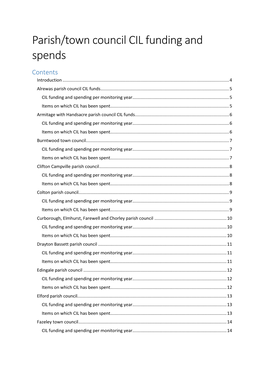 Parish/Town Council CIL Funding and Spends Contents Introduction