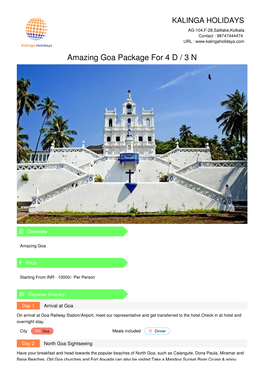 Amazing Goa Package for 4 D / 3 N