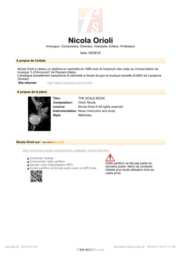 THE SCALE BOOK Compositeur: Orioli, Nicola Licence: Nicola Orioli © All Rights Reserved Instrumentation: Music Instruction and Study