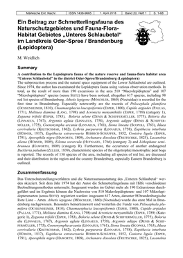 Ein Beitrag Zur Schmetterlingsfauna Des Naturschutzgebietes