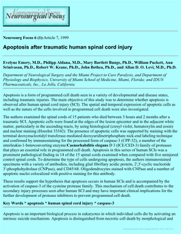 Apoptosis After Traumatic Human Spinal Cord Injury