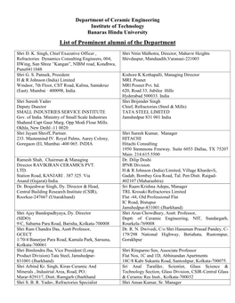 List of Prominent Alumni of the Department