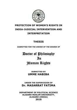 Doctor of Philosophy in Human Rights