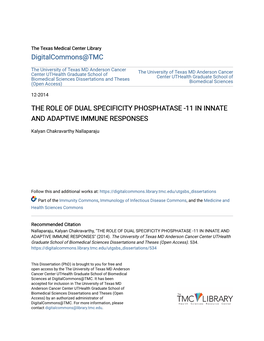 The Role of Dual Specificity Phosphatase -11 in Innate and Adaptive Immune Responses