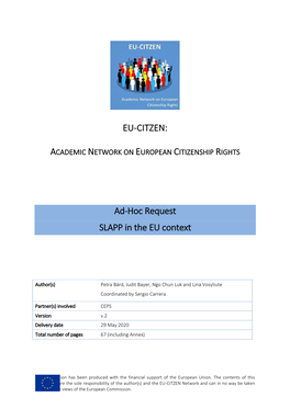 EU-CITZEN: Ad-Hoc Request SLAPP in the EU Context