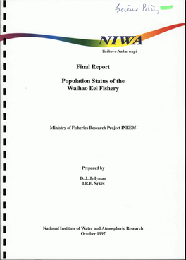 Final Report Population Status of the Waihao Eel Fishery