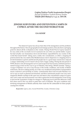 Jewish Survivors and Detention Camps in Cyprus After the Second World War