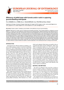 Efficiency of Pitfall Traps with Funnels And/Or Roofs in Capturing Ground