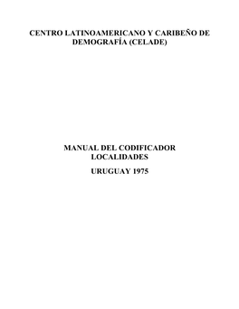 Manual Del Codificador Localidades Uruguay 1975