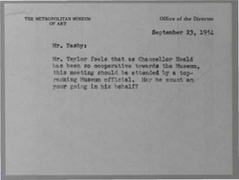 September 23, 1954 Mr. Fasbyi Mr. Taylor Feels That As Chancellor