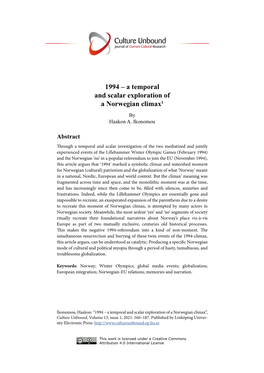 A Temporal and Scalar Exploration of a Norwegian Climax1 by Haakon A