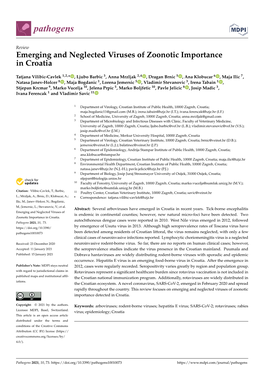 Emerging and Neglected Viruses of Zoonotic Importance in Croatia