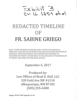 Redacted Timeline of Fr. Sabine Griego