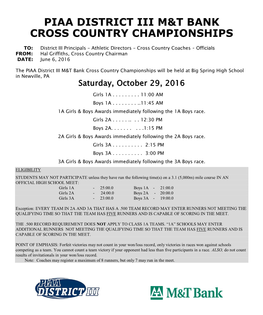 2016-2017 District Iii M&T Bank Boys Cross-Country