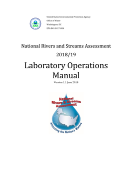 National Rivers and Streams Assessment 2018/19 Laboratory Operations Manual Version 1.1 June 2018