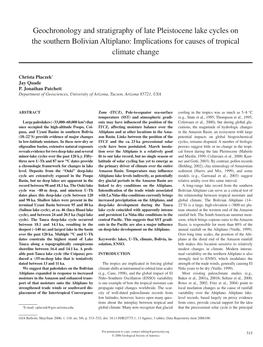 Geochronology and Stratigraphy of Late Pleistocene Lake Cycles on the Southern Bolivian Altiplano: Implications for Causes of Tropical Climate Change