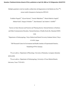1 Multiple Quantitative Trait Loci Modify Cochlear Hair Cell