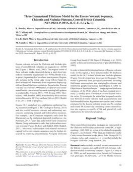 Three-Dimensional Thickness Model for the Eocene Volcanic Sequence, Chilcotin and Nechako Plateaus, Central British Columbia (NTS 092O, P, 093A, B, C, E, F, G, K, L)