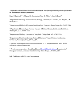 Target Enrichment of Ultraconserved Elements from Arthropods Provides a Genomic Perspective on Relationships Among Hymenoptera B