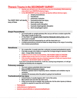 Thoracic Trauma in the SECONDARY SURVEY