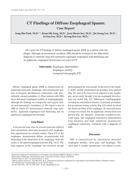 CT Findings of Diffuse Esophageal Spasm