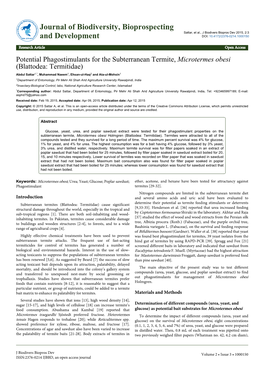 Potential Phagostimulants for the Subterranean Termite, Microtermes