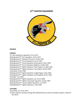 27Th FIGHTER SQUADRON