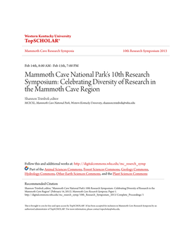 Mammoth Cave National Park's 10Th Research Symposium