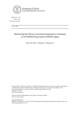 Monitoring the Efficacy of Newborn Treatments in Ruminants at Al Wildlife Preservation (AWWP), Qatar